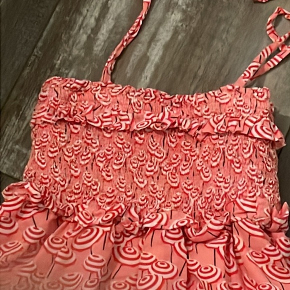Crewcuts Girls Pink & Red Smocked Umbrella Print Dress size 4 - Picture 2 of 5